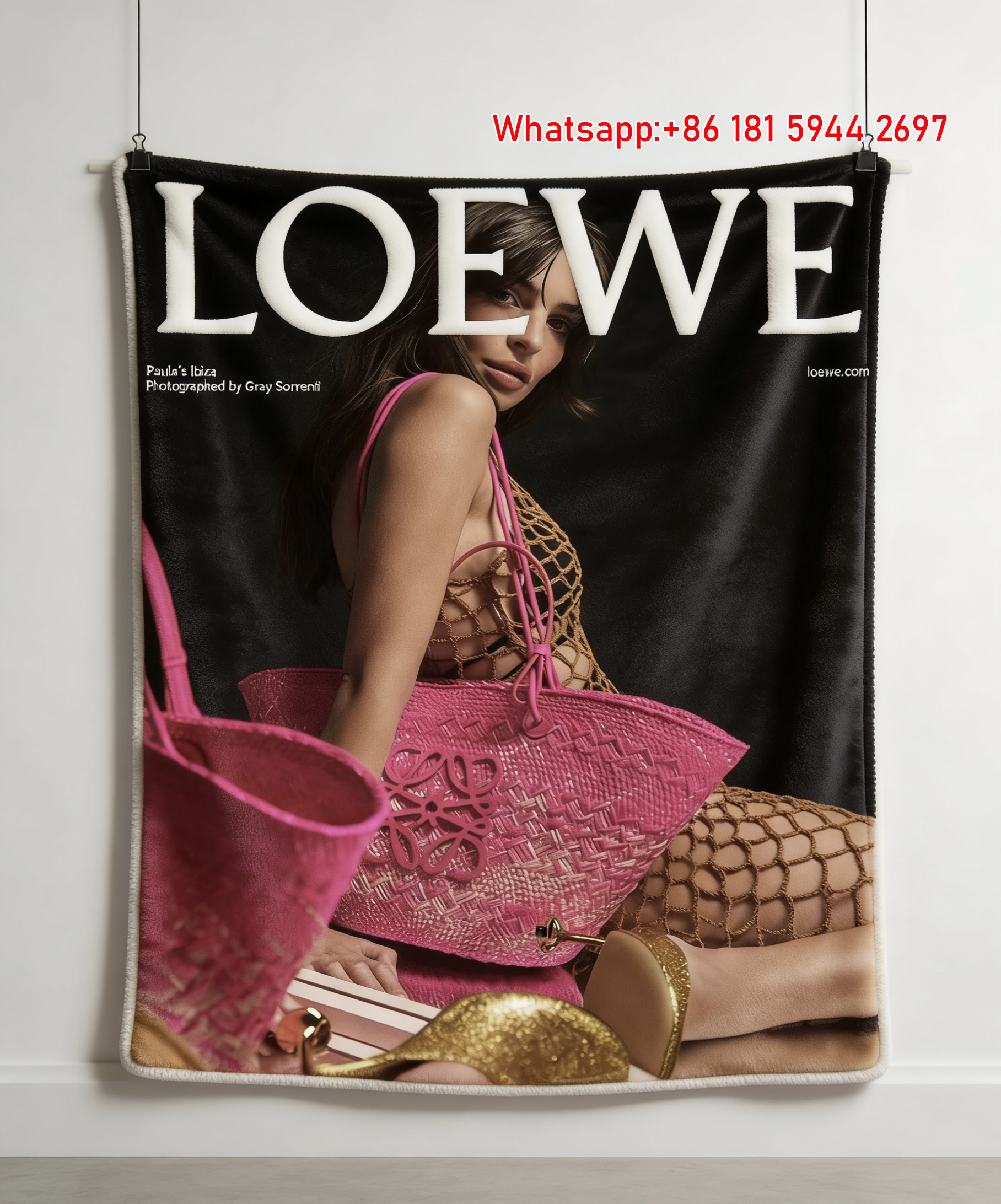 LOEWE Clover Print Fashion Campaign Flannel Fleece Throw Blanket L359